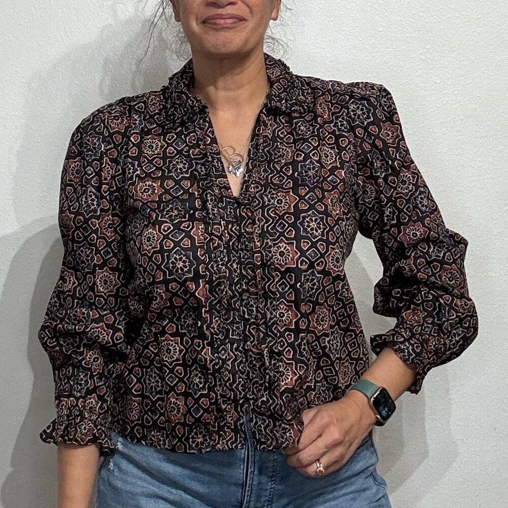 Walter Baker Cameron Mosaic Button Down Blouse Sz M NWT